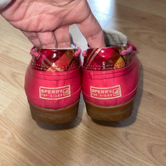 Women’s Sperry Top-Sider Red with Plaid Short Rain / Duck Boots / Shoes Size 6 - Picture 4 of 6